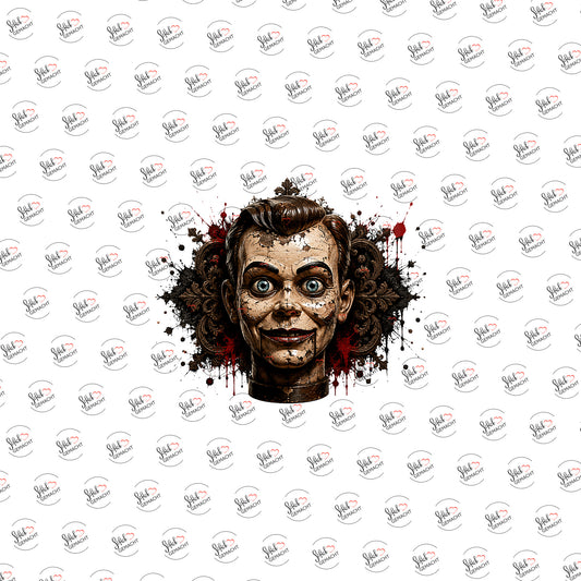 Grinsende Puppe als Rub-on-Sticker, einzeln
