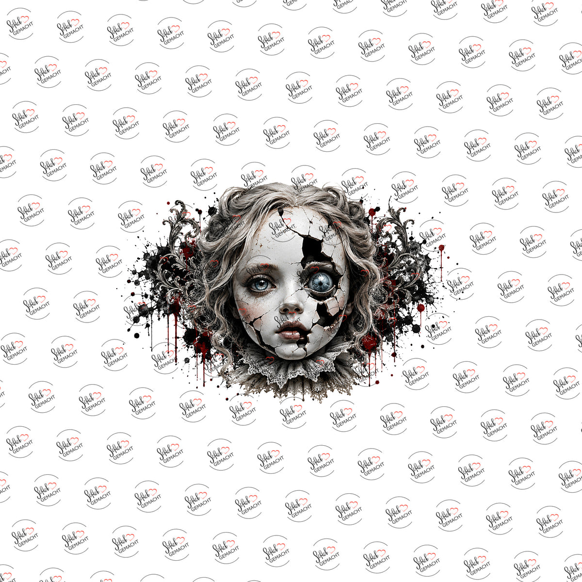 Zerbrochene Puppe als Rub-on-Sticker, einzeln
