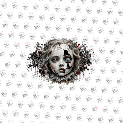 Zerbrochene Puppe als Rub-on-Sticker, einzeln