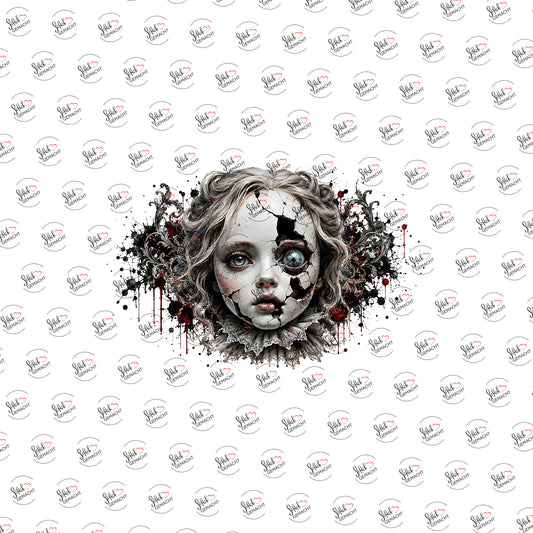 Zerbrochene Puppe als Rub-on-Sticker, einzeln