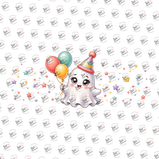 Geisterchen feiert Geburtstag als Rub-on-Sticker, einzeln