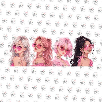 Mädchen in Rosé als Rub-on-Sticker, einzeln