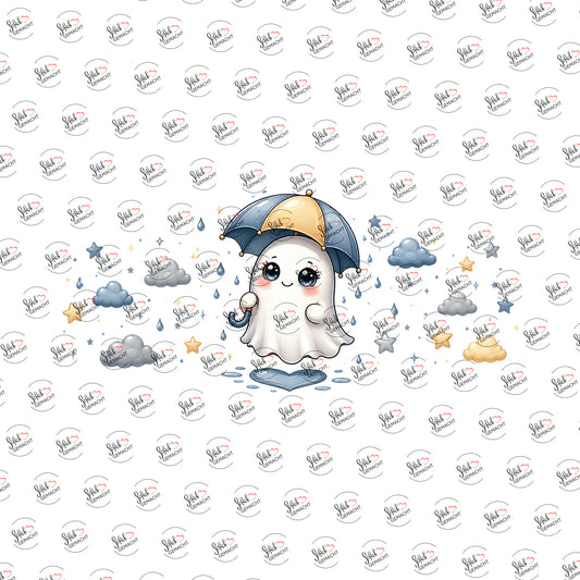 Geisterchen im Regen als Rub-on-Sticker, einzeln