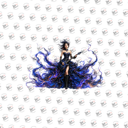 Rockerin im Sternenkleid als Rub-on-Sticker, einzeln