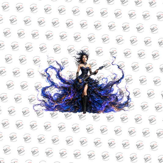 Rockerin im Sternenkleid als Rub-on-Sticker, einzeln