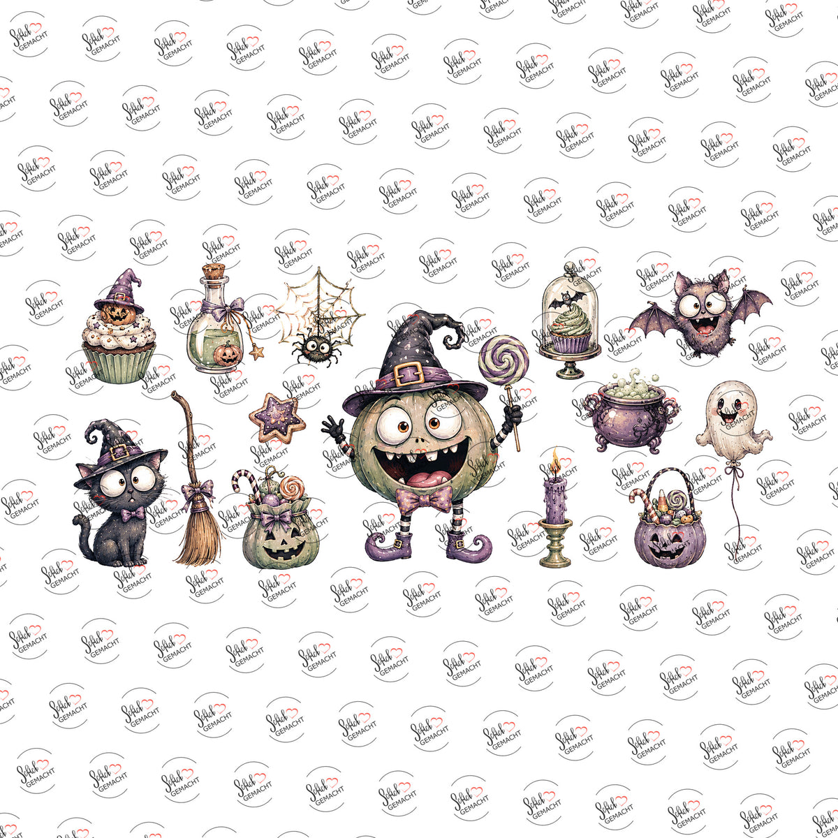 Monsterchen und Naschkram als Rub-on-Sticker, einzeln
