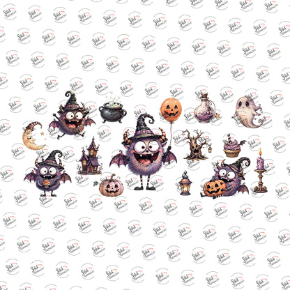 Lila Monsterbande als Rub-on-Sticker, einzeln