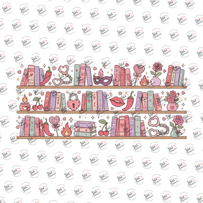 Bücherregal in Rosa als Rub-on-Sticker, einzeln
