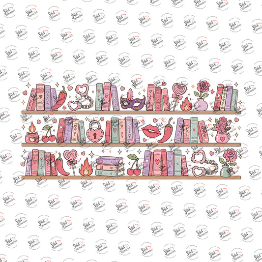Bücherregal in Rosa als Rub-on-Sticker, einzeln