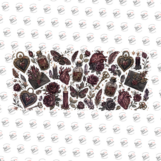 Dunkle Vintage-Collage als Rub-on-Sticker, einzeln
