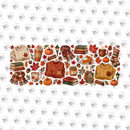 Herbstliche Kuschelcollage als Rub-on-Sticker, einzeln