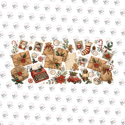 Vintage-Weihnachtspost als Rub-on-Sticker, einzeln
