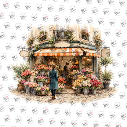 Blumenladen an der Ecke als Rub-on-Sticker, einzeln