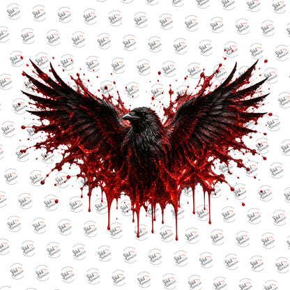 Blutiger Rabe als Rub-on-Sticker, einzeln