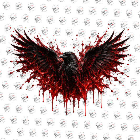 Blutiger Rabe als Rub-on-Sticker, einzeln