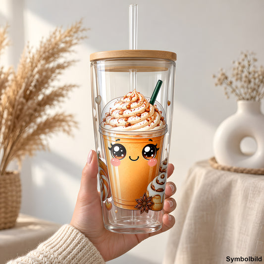 Kürbis-Latte zum Liebhaben als Rub on Sticker auf einem 24oz Glas