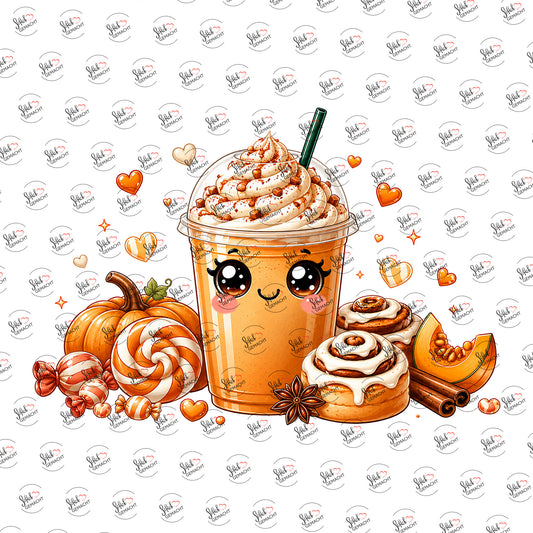 Kürbis-Latte zum Liebhaben als Rub on Sticker, einzeln