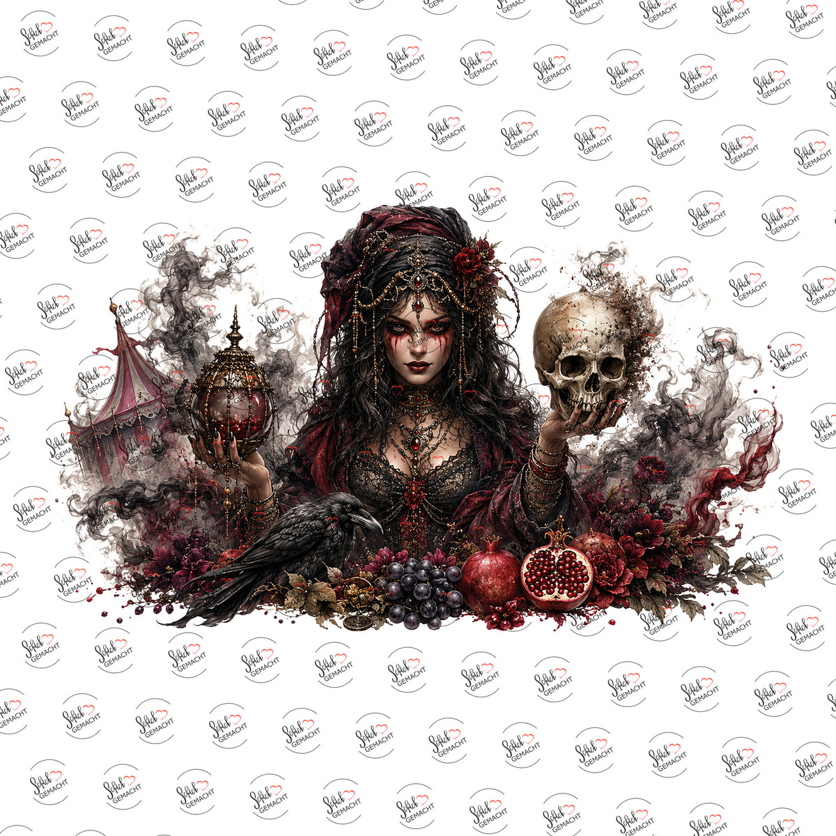 Dunkle Zirkusdame als Rub-on-Sticker, einzeln