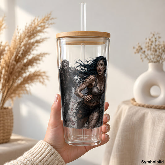 Zombie-Flucht als Rub on Sticker auf einem 24oz Glas