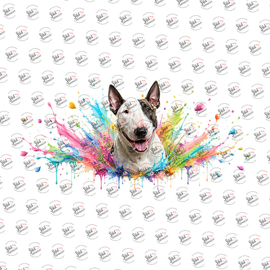 Bullterrier im Farbrausch als Rub-on-Sticker, einzeln