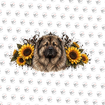 Owtscharka in Sonnenblumen als Rub-on-Sticker, einzeln