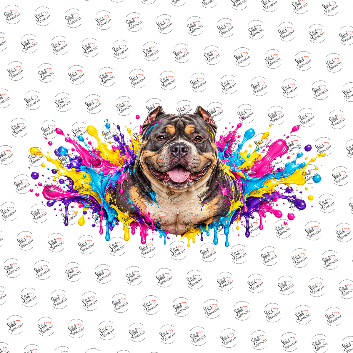 American Bully im Farbrausch als Rub-on-Sticker, einzeln