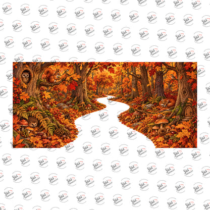 Waldweg im Herbstlaub als Rub-on-Sticker, einzeln