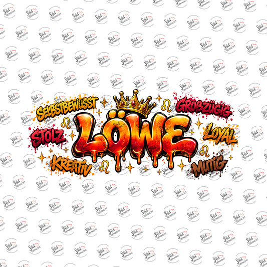 Sternzeichen Löwe als Graffiti-Schriftzug als Rub-on-Sticker, einzeln