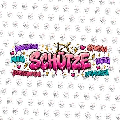 Sternzeichen Schütze als Graffiti-Schriftzug als Rub-on-Sticker, einzeln