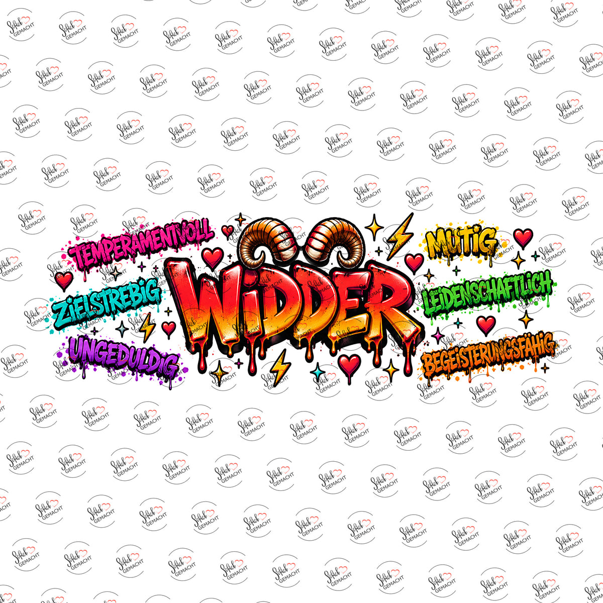 Sternzeichen Widder als Graffiti-Schriftzug als Rub-on-Sticker, einzeln