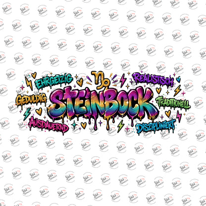 Sternzeichen Steinbock als Graffiti-Schriftzug als Rub-on-Sticker, einzeln