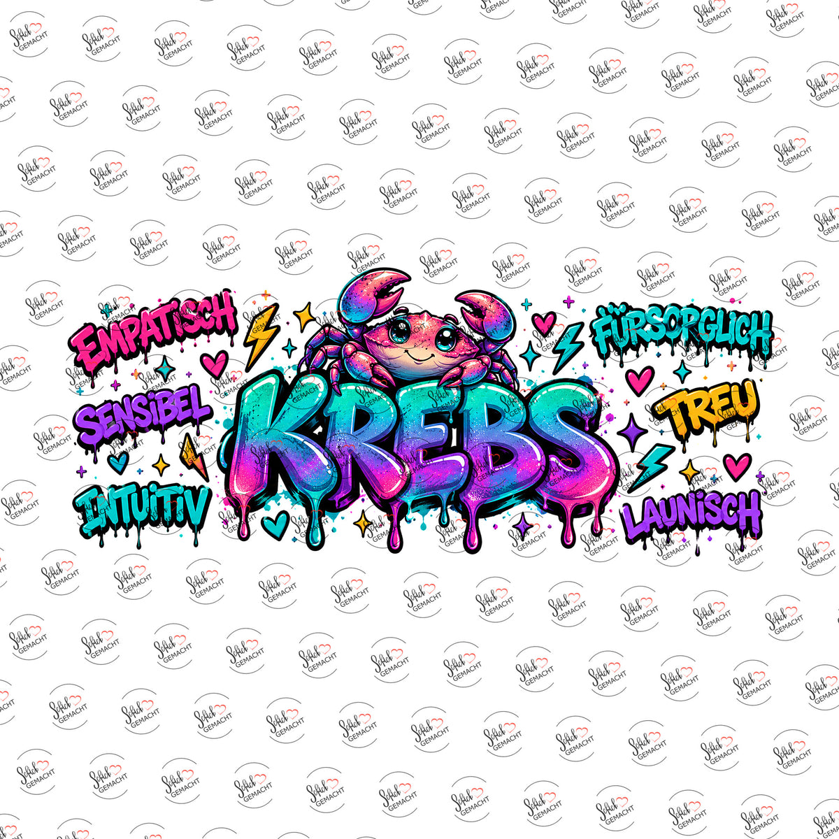 Sternzeichen Krebs als Graffiti-Schriftzug als Rub-on-Sticker, einzeln