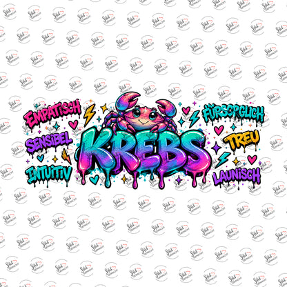 Sternzeichen Krebs als Graffiti-Schriftzug als Rub-on-Sticker, einzeln