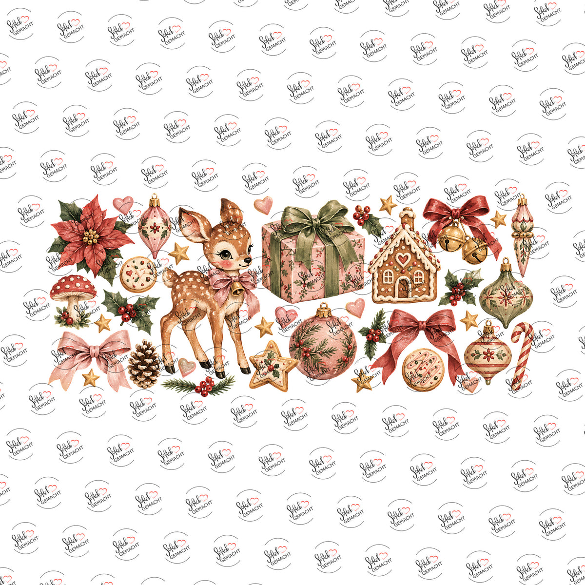 Weihnachtsreh als Rub-on-Sticker, einzeln