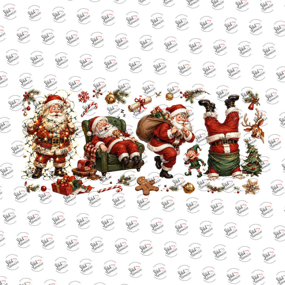 Santa & Co. als Rub-on-Sticker, einzeln