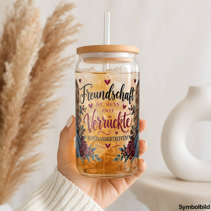 Freundschaftszauber-Aufkleber auf einem 16oz Glasbecher