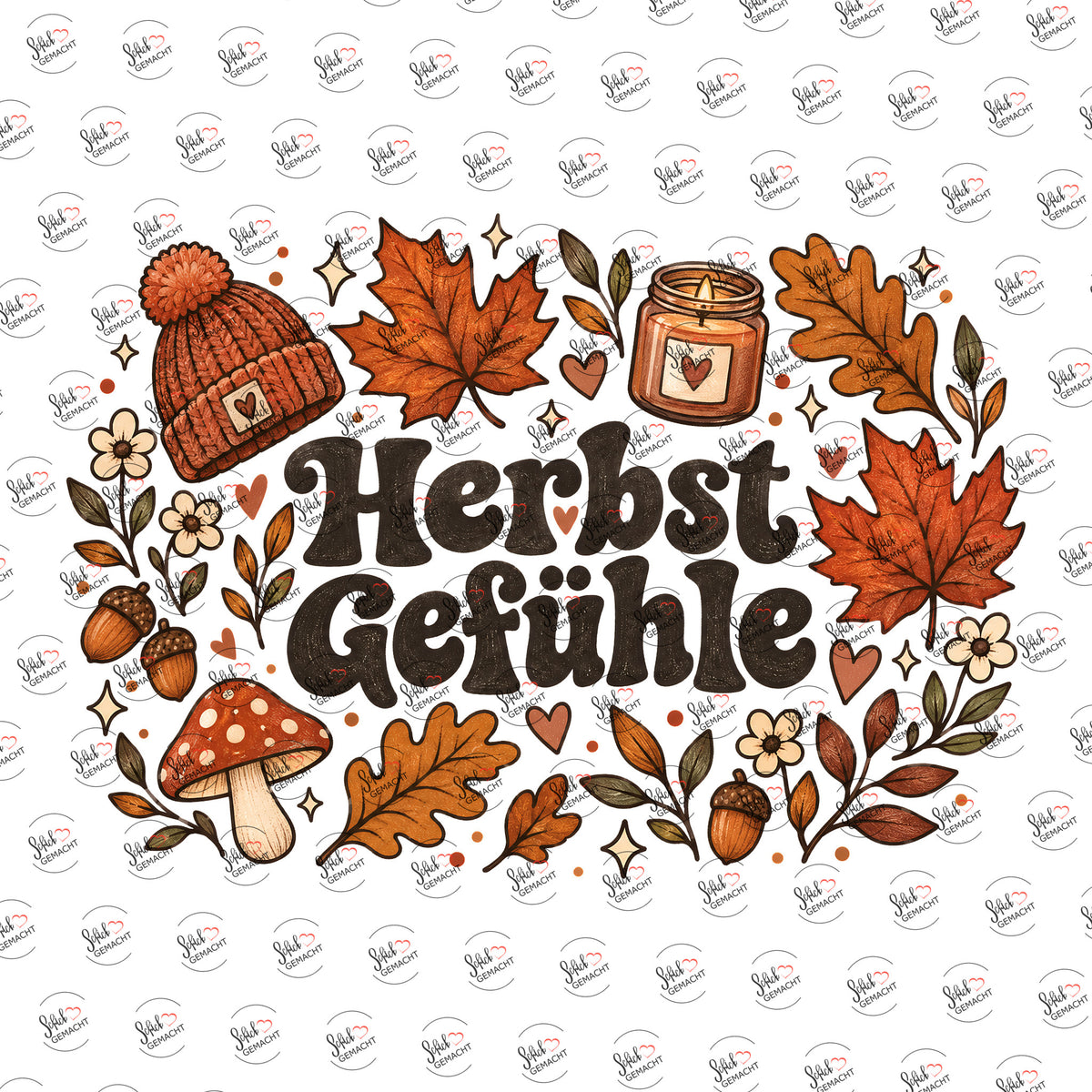 Herbstgefühle mit Fliegenpilz als Rub-on-Sticker, einzeln