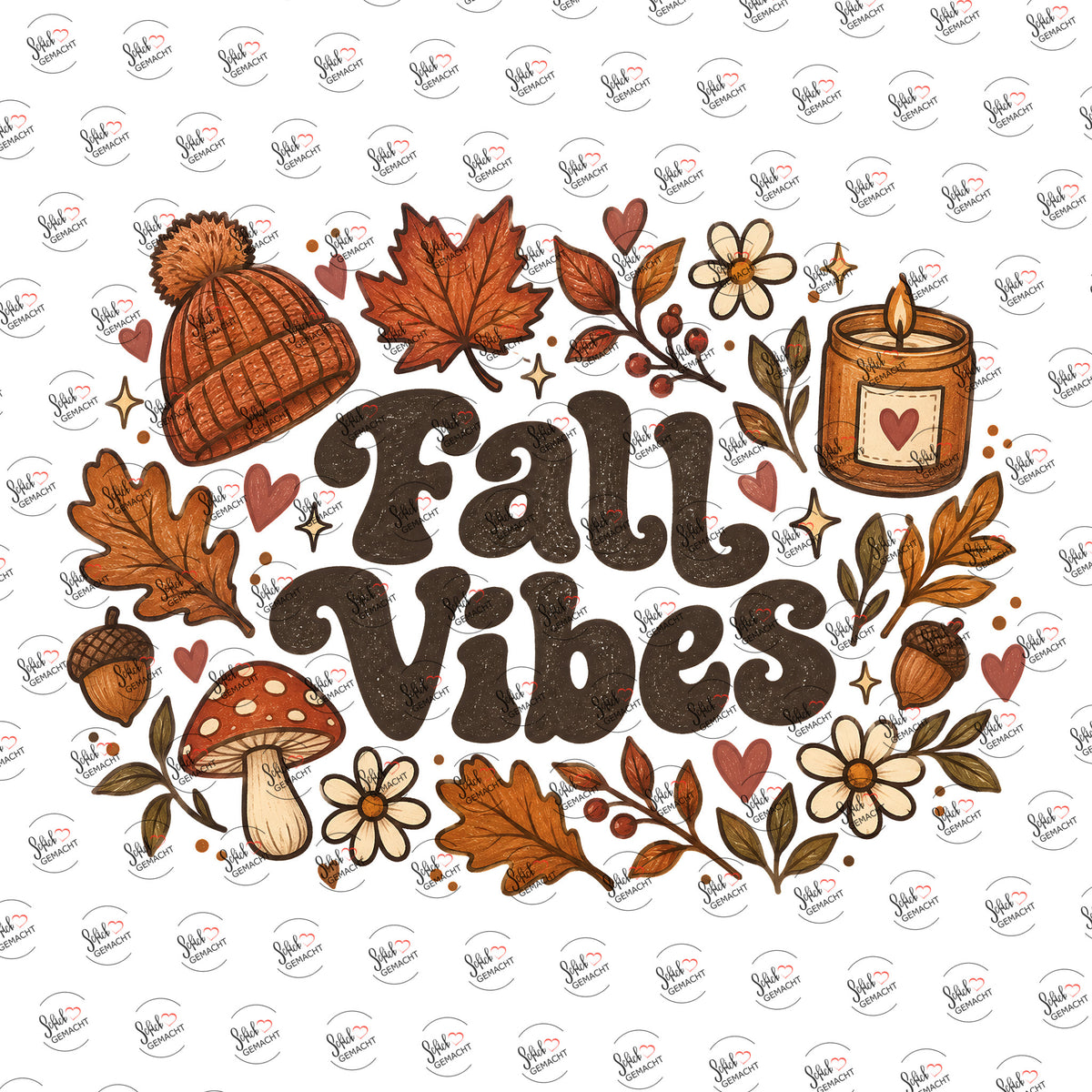 Fall Vibes im Herbstlook als Rub-on-Sticker, einzeln