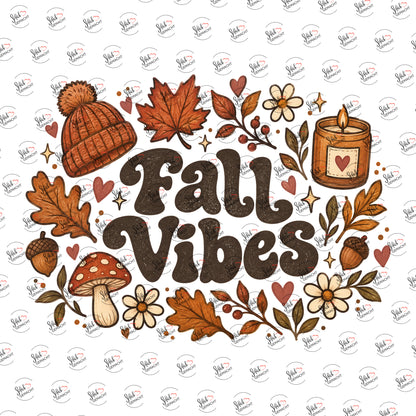 Fall Vibes im Herbstlook als Rub-on-Sticker, einzeln