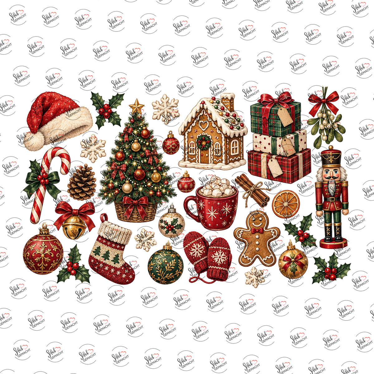 Klassische Weihnachten mit Nussknacker als Rub-on-Sticker, einzeln