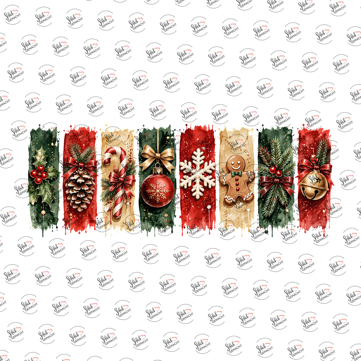 Weihnachtsstreifen als Rub-on-Sticker, einzeln