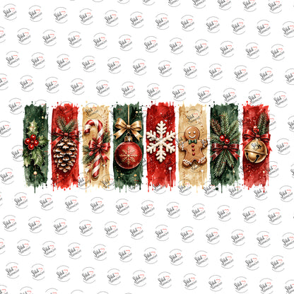 Weihnachtsstreifen als Rub-on-Sticker, einzeln