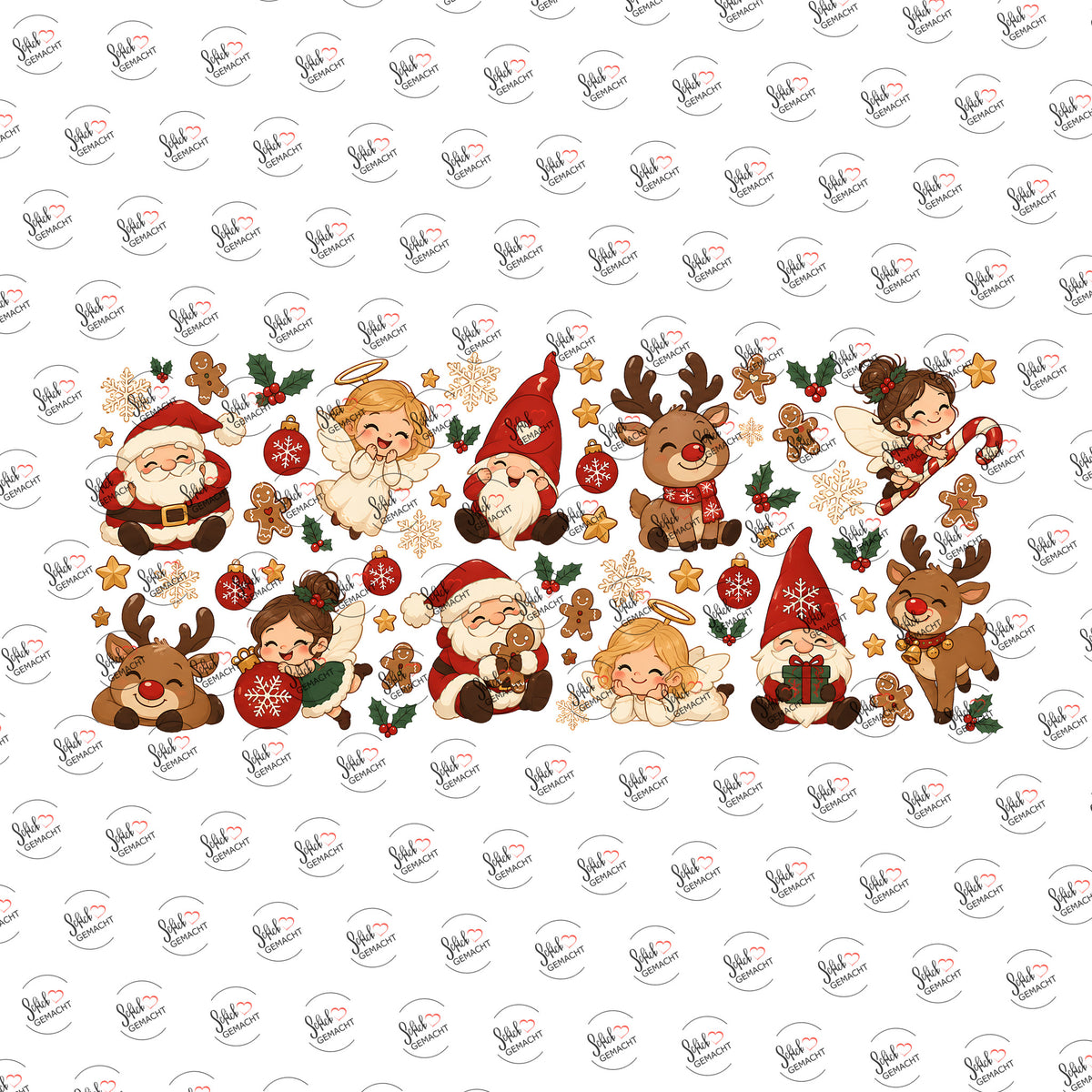 Kleine Weihnachtscollage als Rub-on-Sticker, einzeln