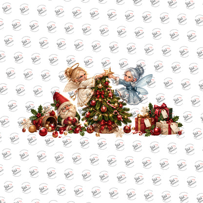 Engel im Weihnachts-Streit als Rub-on-Sticker, einzeln