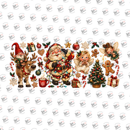 Lustiger Weihnachtsmann als Collage als Rub-on-Sticker, einzeln