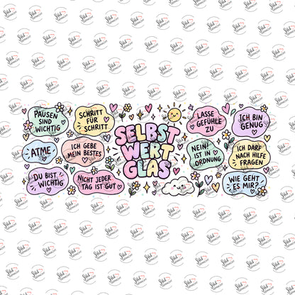 Selbstwert-Glas als Rub-on-Sticker, einzeln