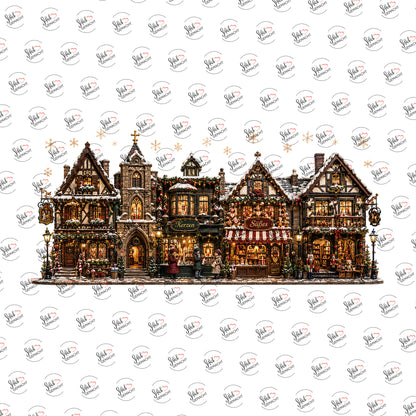 Weihnachtsdorf mit Kerzenladen als Rub-on-Sticker, einzeln