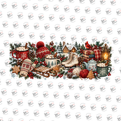 Gemütlicher Winterkram als Rub-on-Sticker, einzeln