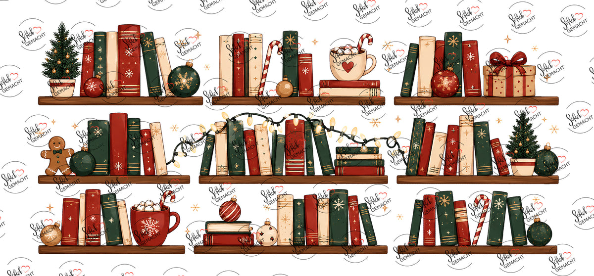 Weihnachtliches Bücherregal mit Kakao – Hauptmotiv