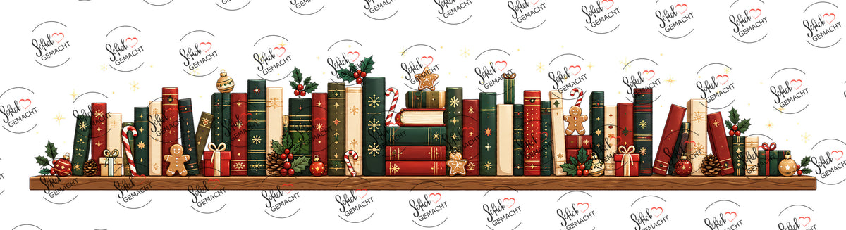 Weihnachtliches Bücherregal mit Kakao – Band für unten